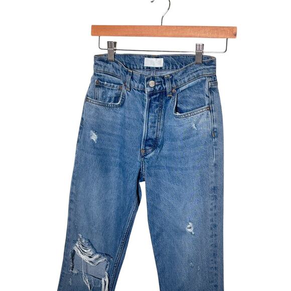 Boyish By HER The Billy High Rise Skinny Jeans 24 Medium Wash Blue Button Fly - Picture 3 of 10